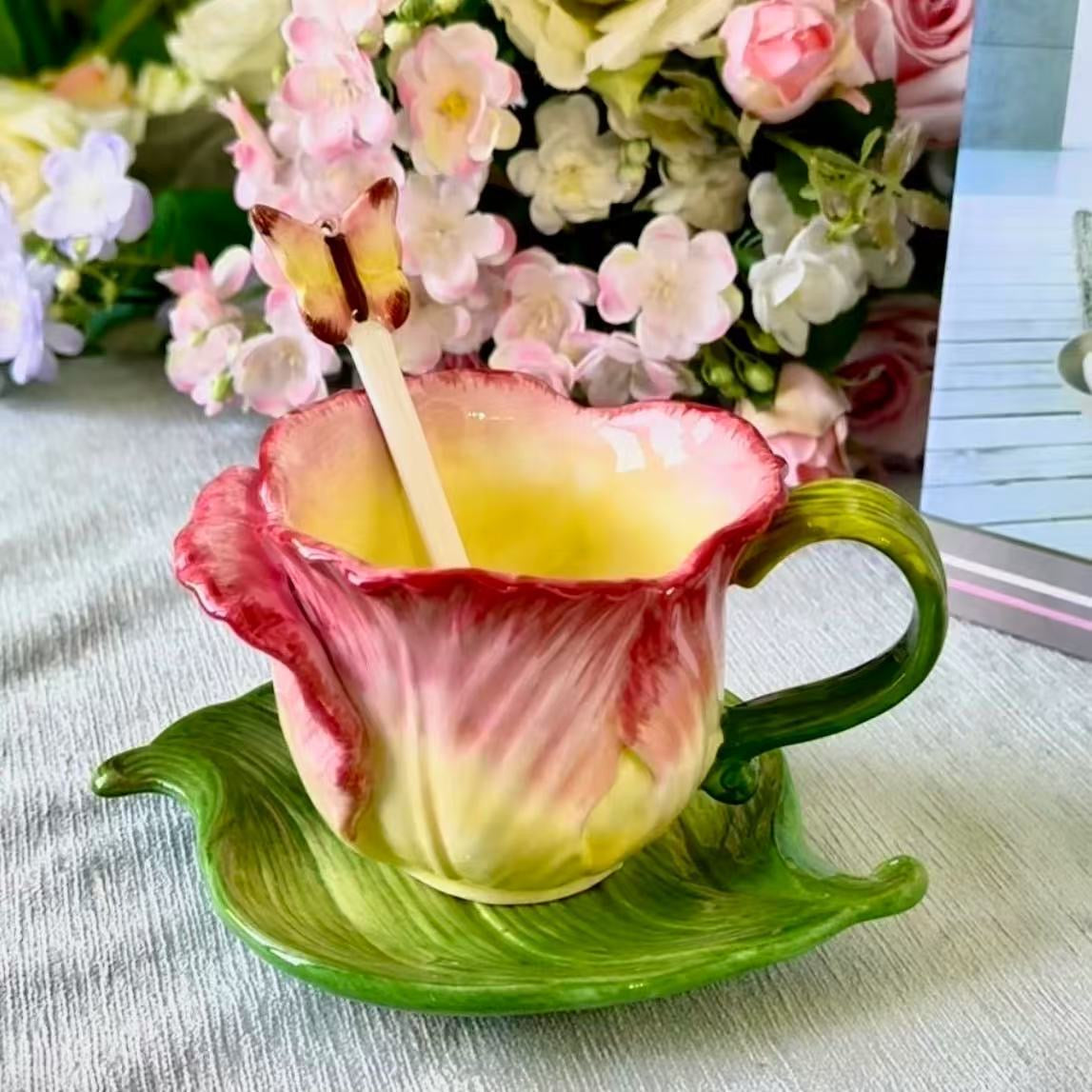 Tulip Blossom Ceramic Teacup